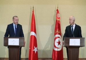 Erdoan dan , Tunus Cumhurbakan Kays Said le Ortak Basn Toplants