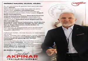 DP Milletvekili Serhat Akpınar dan  Sonsuz Teşekkür   Mesajı  23 Ocakta yapılan Erken genel seçi